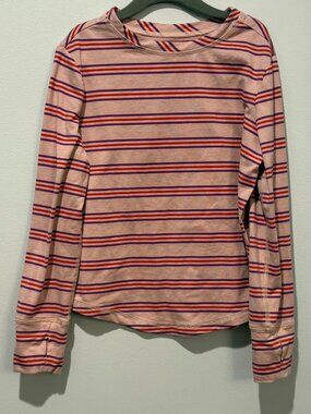 USED - Hanna Andersson - Girls Pink Striped Long Sleeve Tee - 120 cm (6-7)